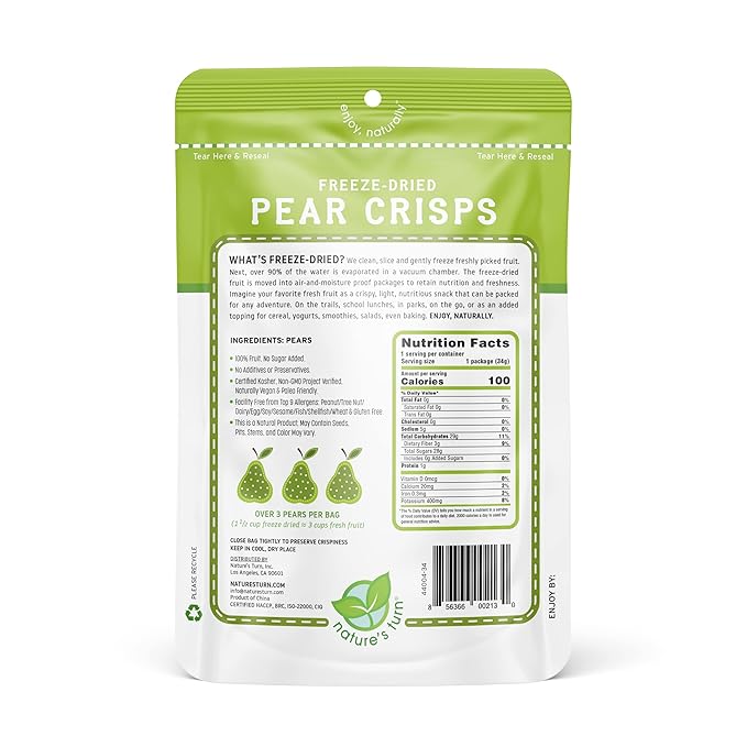 Nature???Turn Freeze-Dried Fruit Snacks, Pear Crisps, Pack of 2 (1.2 oz Each)