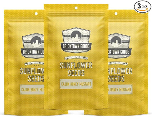 Bricktown Goods Cajun Honey Mustard Flavored Sunflower Seeds - 3 Pack - Boldly Seasoned and Roasted