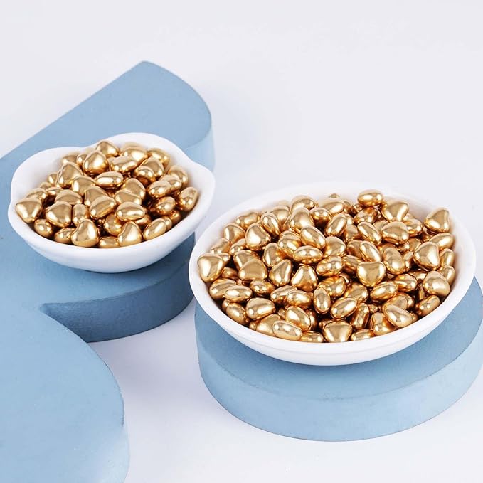 Kasvan Gold Heart Shapes Sprinkles - Edible Candy Pearls 100g/3.58 Oz, Mix Size, Baking Cake