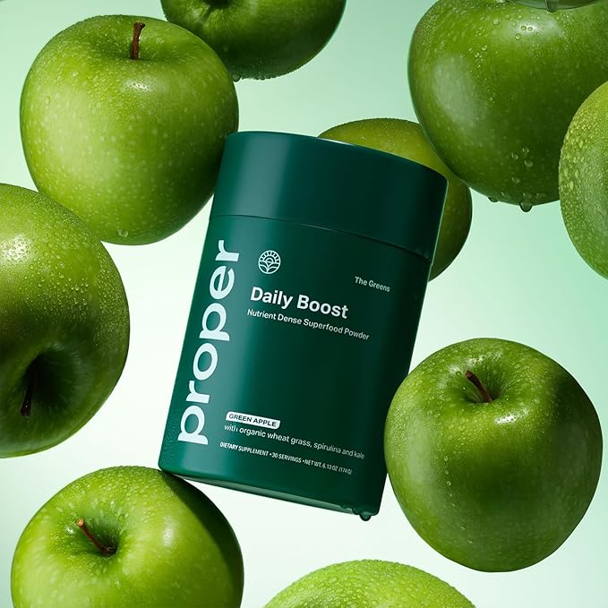Proper, The Greens Daily Boost Organic Greens Powder. Whole Food, Apple Flavor Veggie Powder