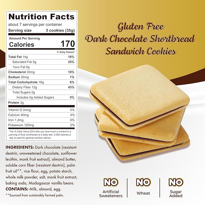 ChocZero Chocolate Cookies, Dark Chocolate Jolies, Gluten Free, No Added Sugar, 20 Crispy Chocolate