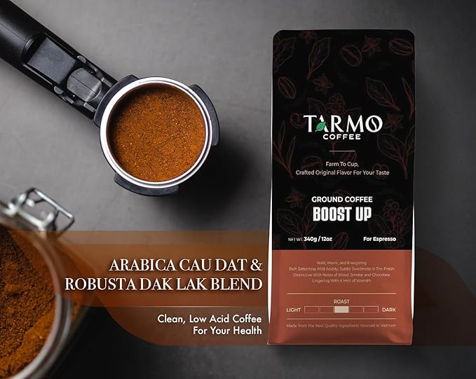TARMO -BOOST UP | Low Acid ARABICA & ROBUSTA BLEND Ground Coffee | Specialty Vietnamese Coffee |
