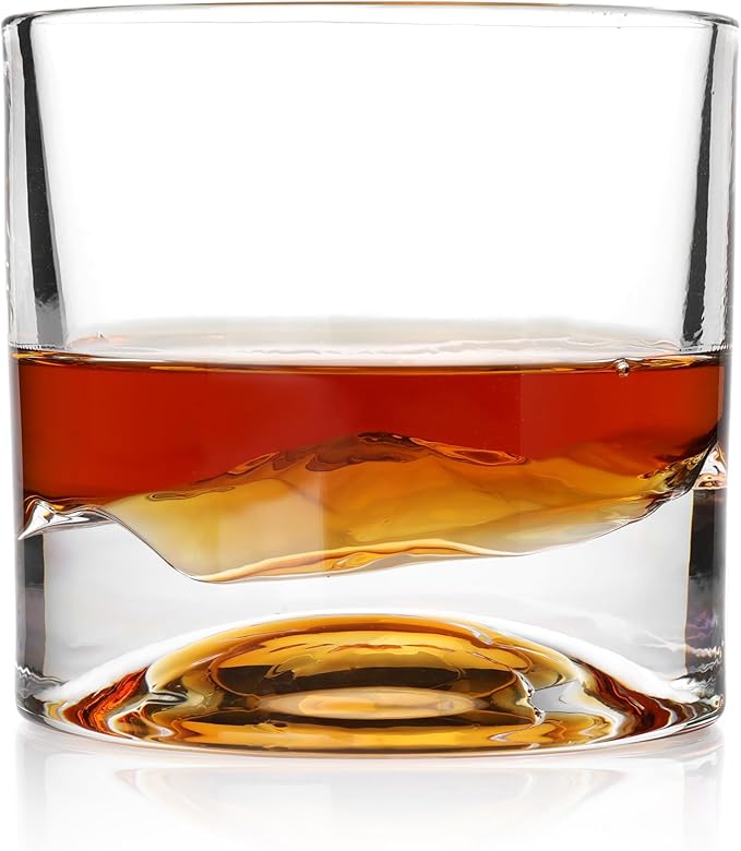 Rocky Mountains Heavy Crystal Whiskey Glasses Gift Set of 2, Thick Freezable Bourbon Glass 1lb