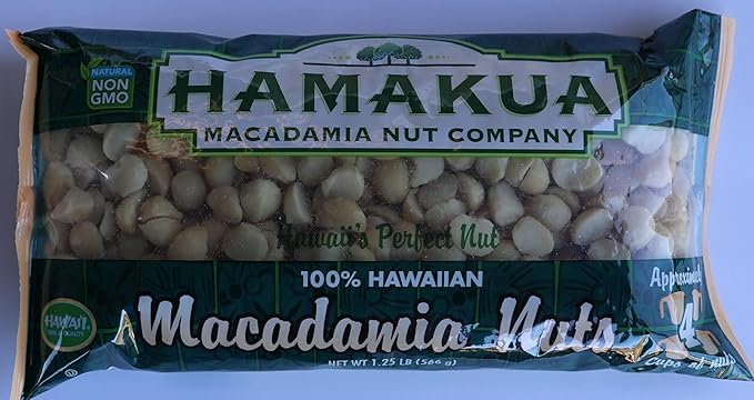 Hamakua Macadamia Nuts - No Salt Baking Macadamias (1.25 lb) - Natural Eco-Friendly Large Hawaiian