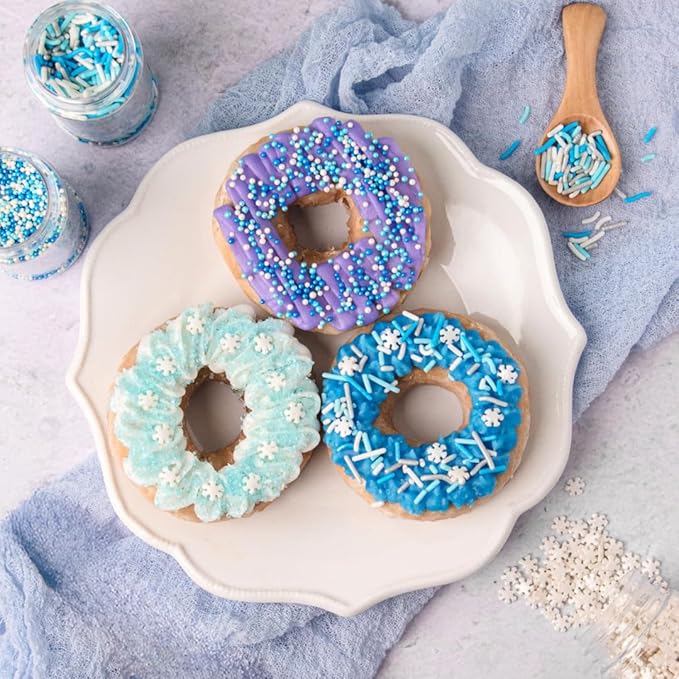 Sweets Indeed Christmas Sprinkles, 4 Pack, Snowflake Edible Sprinkle Mix, Perfect for Frozen Cake