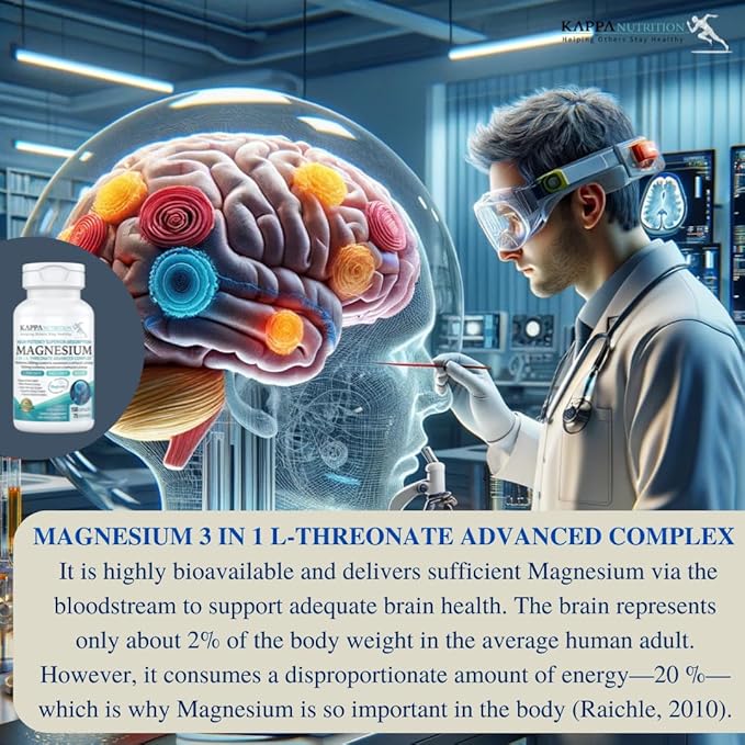 Kappa Nutrition Magbrain??Magnesium L-Threonate Plant-Based, 420mg Elemental Magnesium (3 Capsules)