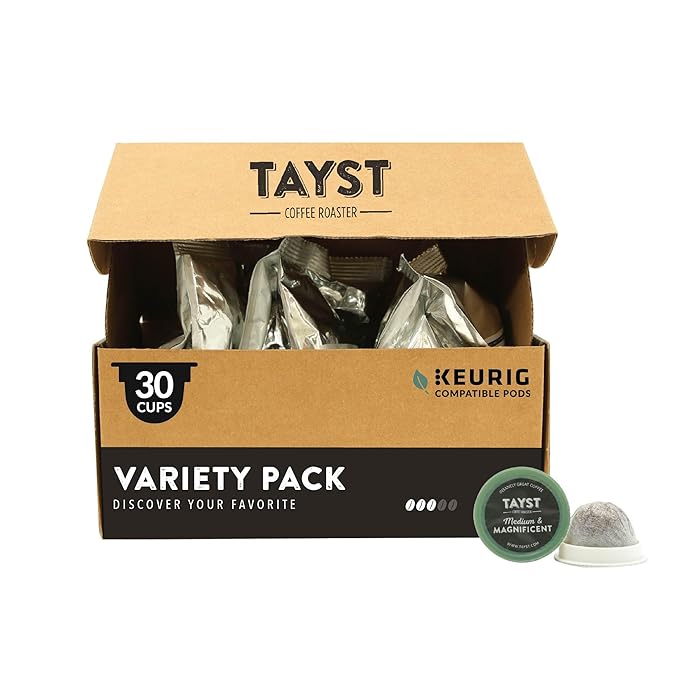 Tayst Coffee Pods, Variety Pack Assortment, K Cups Compatible with Keurig Coffee Maker, Sustainable