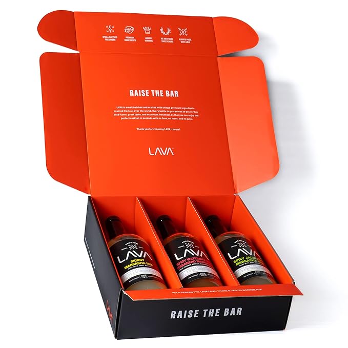 (3 Pack) LAVA Premium Margarita Mix Variety Pack Comes with Spicy Jalapeno, Skinny Margarita, &