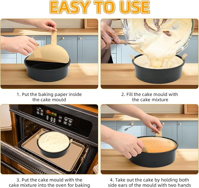 100 Sheets of 6-Inch Parchment Paper Rounds with Lift Tabs, Non-stick Precut Circle Cake Pan