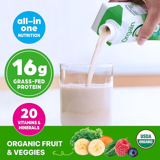 Orgain Organic Nutritional Protein Shake, Vanilla Bean - 16g Grass Fed Whey Protein, Meal