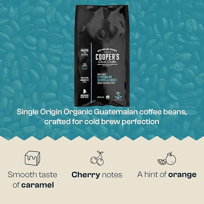 Organic Cold Brew Coffee - Guatemalan Coffee Beans Crafted For Cold Brewing - Ground, Medium Roast