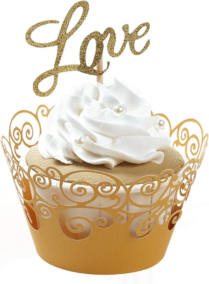 Cupcake Wrappers, KPOSIYA 100 Pack Cupcake Wraps Filigree Artistic Bake Cake Paper Cup Little Vine
