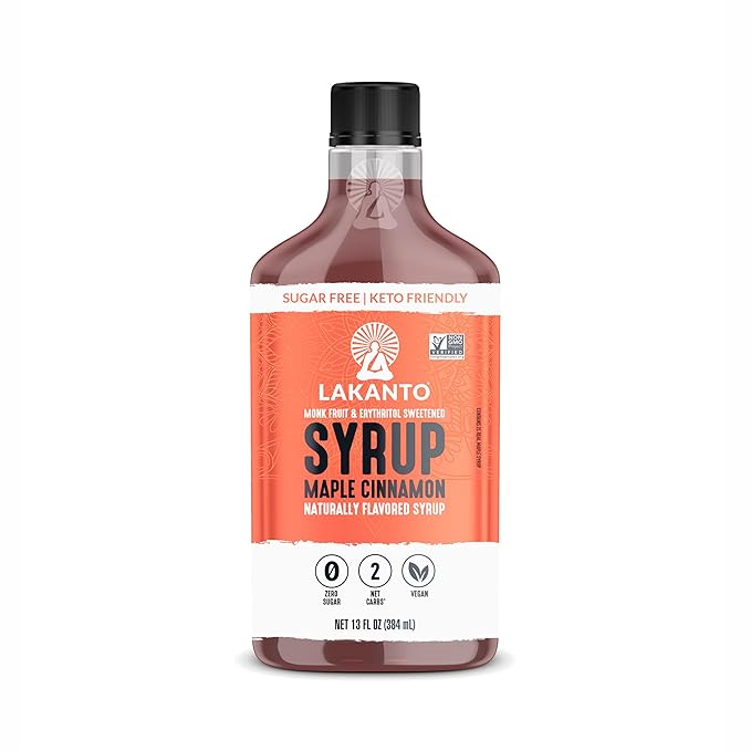 Lakanto Sugar Free Cinnamon Maple Syrup - Monk Fruit Sweetener, Keto Diet Friendly, Vegan, 2g Net