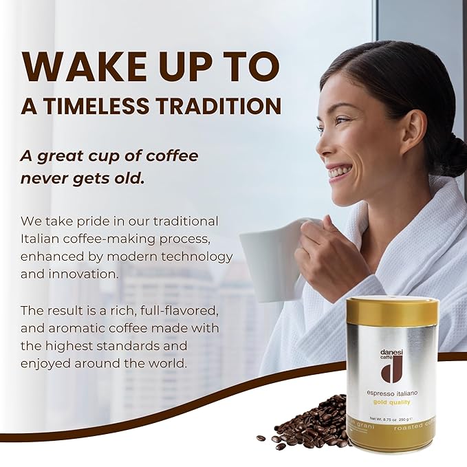 Danesi Caffe Italian Whole Coffee Beans - Espresso Coffee Beans and Medium Roast Whole Bean