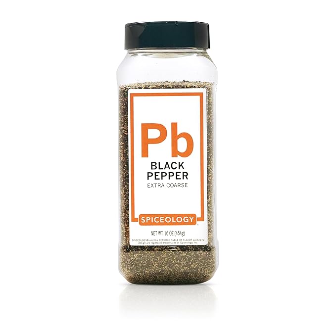Spiceology - 18 Mesh Ground Black Pepper - Semi-Coarse - For Use On: Beef, Pork, Chicken, Fish