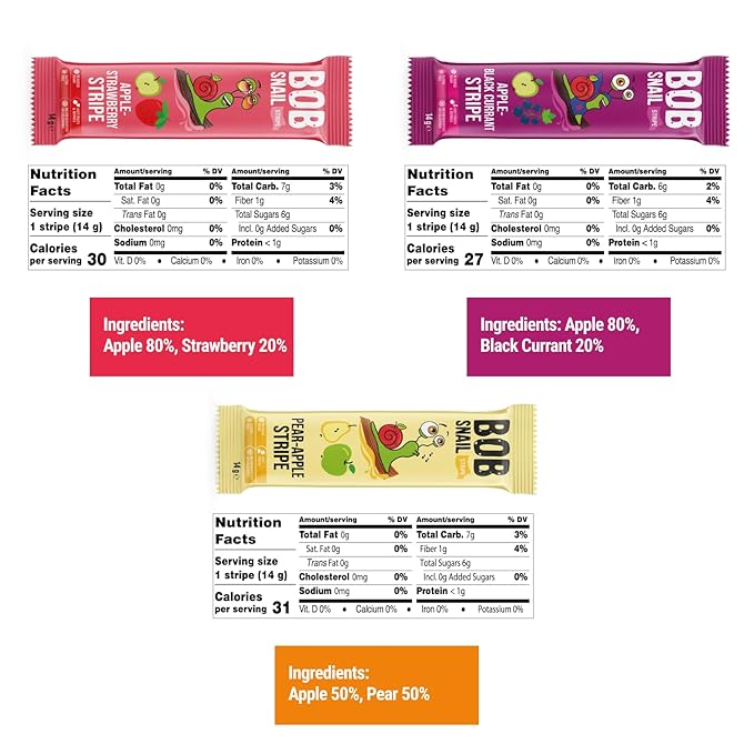 BOB SNAIL Healthy Organic Fruit Snacks for Kids and Adults??0 Organic Fruit Leather Snacks with