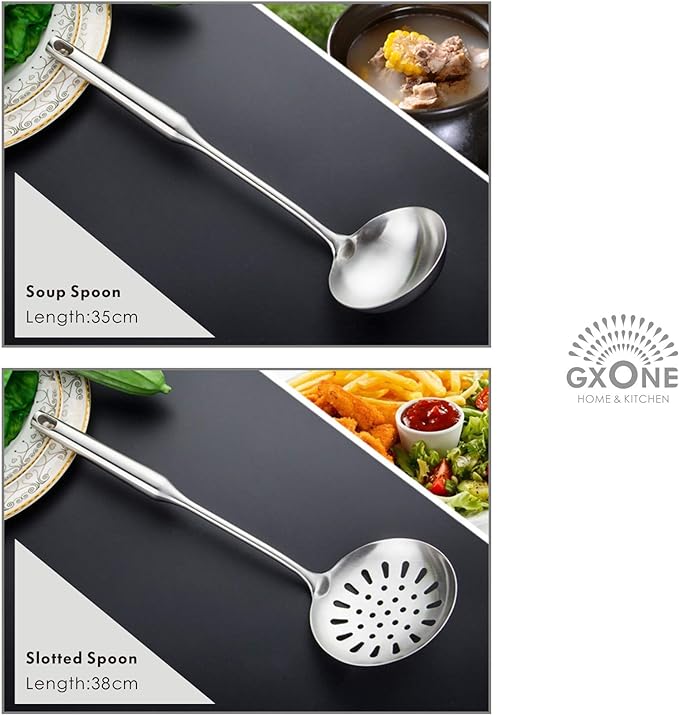 Kitchen Utensil Set ??6 Piece Stainless Steel Cooking Utensils with Rotating Holder Organizer