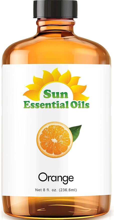 Sun Essential Oils - Sweet Orange Essential Oil 8 oz with Dropper for Diffusers, Hair, Skin Care