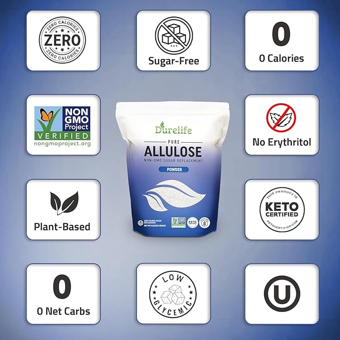 Durelife Allulose sweetener, 10 lb 100% Pure No Erythritol powdered Sugar Substitute, NON-GMO