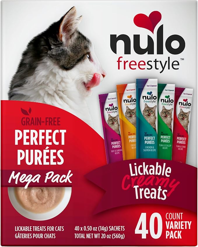 Nulo Freestyle Grain-Free Perfect Purees Premium Wet Cat Treats, Squeezable Meal Topper for