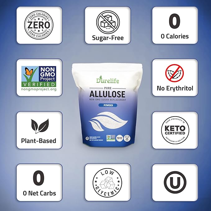 Durelife Allulose sweetener, 5 lb 100% Pure No Erythritol powdered Sugar Substitute, NON-GMO