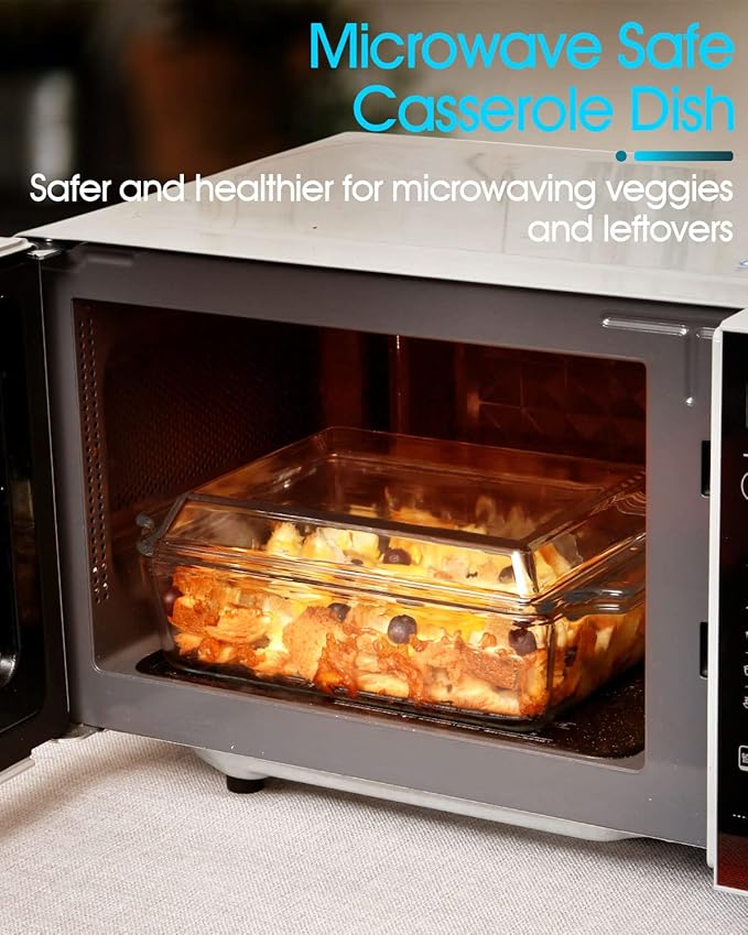 NUTRIUPS Rectangular Glass Casserole Dish With Lid Glass Bakeware Microwave Casserole Dish Lidded