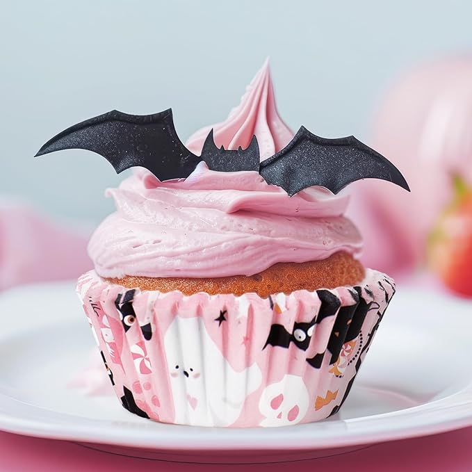 300Pcs Halloween Cupcake Liner Pink Boo Ghost Baking Cup Paper Muffin Cupcake Wrapper for Trick or