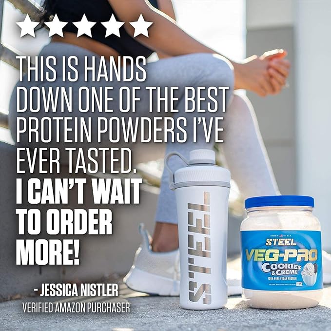 Steel Supplements Veg-PRO | Vegan Protein Powder, Cookies and Creme | 25 Servings (1.65lbs) |