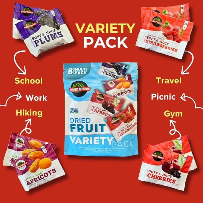 Perfect Delights Multipack Sun-Dried Fruits, Vegan, Healthy Snack Packs, Dried Fruits On-the-Go