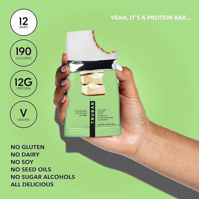 TRUBAR Vegan Protein Bar, Whipped for Key Lime, Gluten Free, Plant Based, High Fiber, Dairy Free