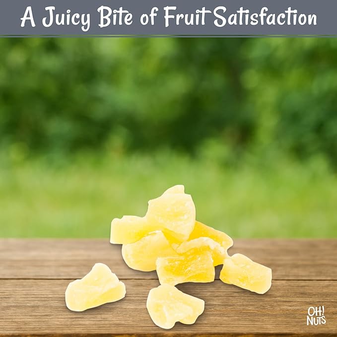 Oh! Nuts Dried Pineapple - 1.5 LB - Dried Fruit Chunks - Less Sugar Added - Dehydrated Fruit Bites