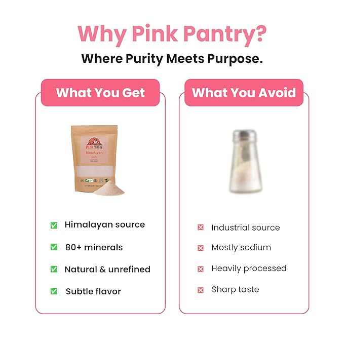 Pink Pantry Himalayan Pink Salt, 100% Pure Himalayan Salt, Non-GMO, Kosher Certified, No Additives