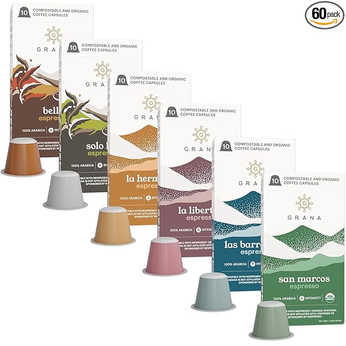 G GRANA Coffee Pods, Compatible with Nespresso OriginalLine, 60 Count, Medium and Dark Roast
