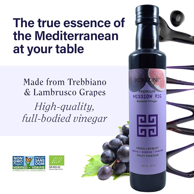 Kouzini Ultra Premium Mission Fig Fruit Balsamic Vinegar, Aged Balsamic Vinegars from Modena