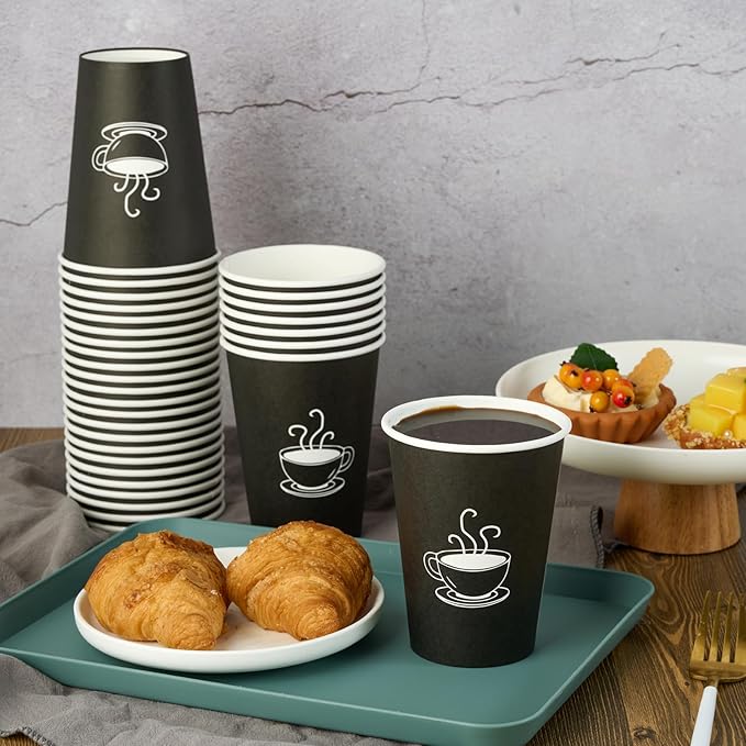 360 Pack 8 oz Paper Coffee Cups, Disposable Black Paper Cups for Hot Beverage, Drinking Water, Used