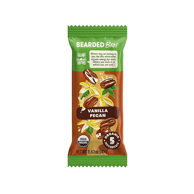 Bearded Brothers Organic Vegan Protein Energy Bars - Gluten Free, Paleo, Fiber, Whole 30 | Non GMO