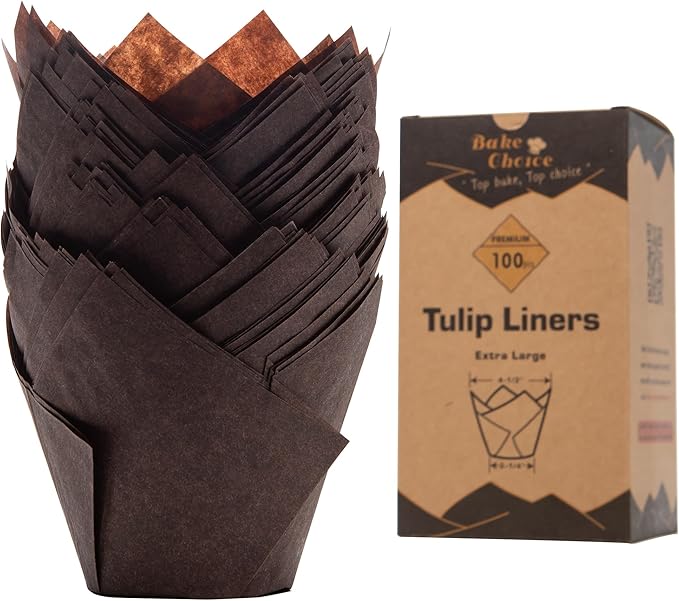 Nordic Paper100pcs Large Size Brown Tulip Cupcake Liners for Baking Cups EU Parchment paper Tulip