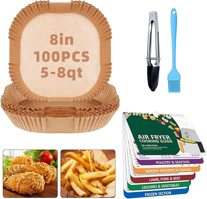 Air Fryer Liners Disposable 7.9??Square Airfryer Liners, 100 Pcs Air Fryer Parchment Paper Liners