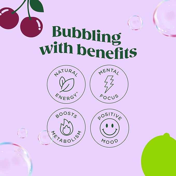 Bloom Nutrition Sparkling Energy Drink for Focus, Natural Caffeine, Zero Sugar, 180mg Caffeine