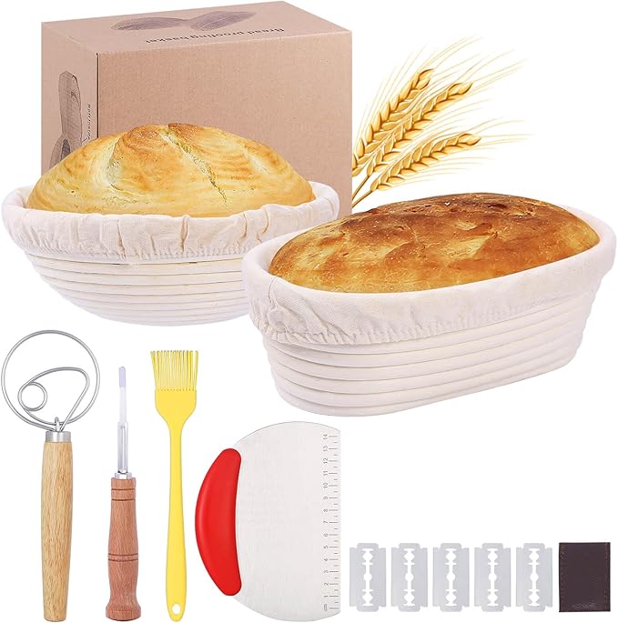 Banneton Bread Proofing Basket, Sourdough Bread Baking Supplies, Round Oval Rattan Rising Proofing