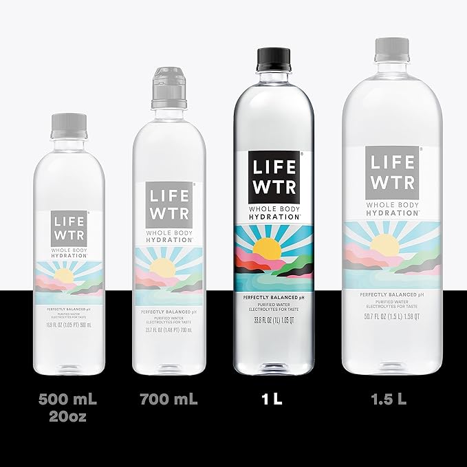 LIFEWTR Premium Purified Water, pH Balanced with Electrolytes, 100% recycled plastic bottles, 33.8