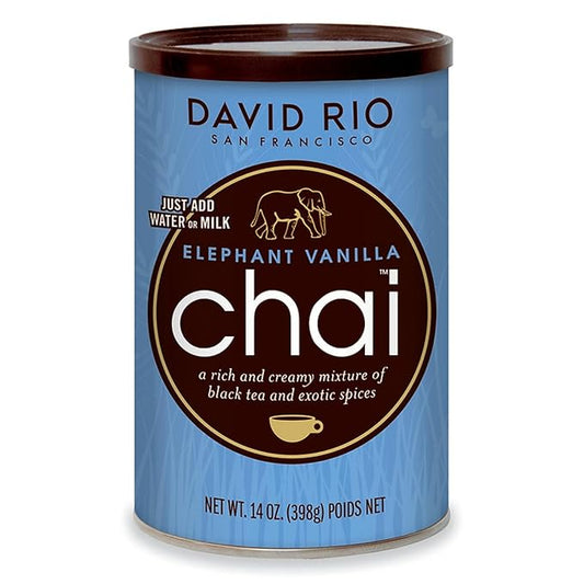 Elephant Vanilla Chai Tea Latte Mix, 14 Oz, Black Tea, Organic Spices, Dairy Free, Serve Hot or
