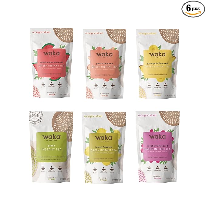 Waka Instant Tea — Concentrated Green Tea Powder Sample Bundle — No Sugar Added & Unsweetened