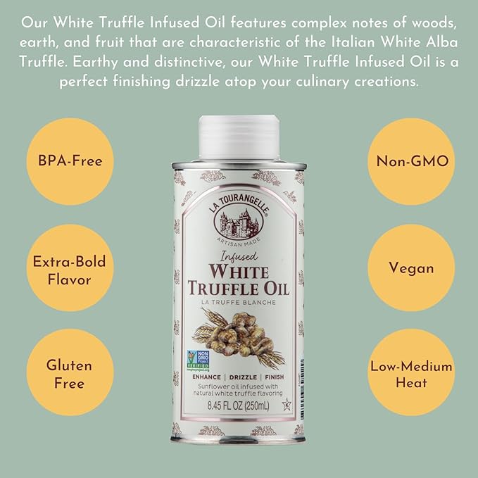 La Tourangelle, White Truffle Oil, Complex Gourmet Earthy Flavor for Drizzling over Pasta, Popcorn