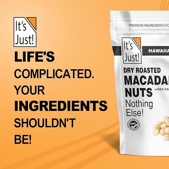 It's Just - Hawaiian Macadamia Nuts (1.5lbs), Small Batch Dry Roasted in USA, Lightly Salted, Keto
