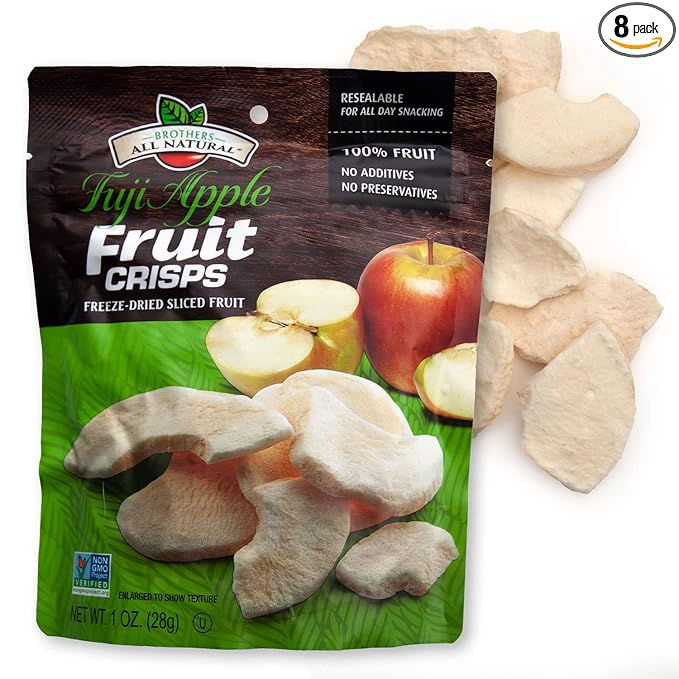 Brothers All Natural Freeze Dried Fruit Crisps, Fuji Apple, 1 Oz (Pack of 8), Made with 100% Fruit