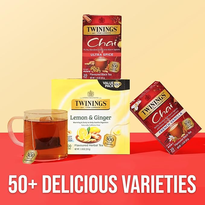 Twinings Chai Tea, Ultra Spice Chai Tea Bags with Cinnamon, Ginger, Cardamon, Clove for a Spicy