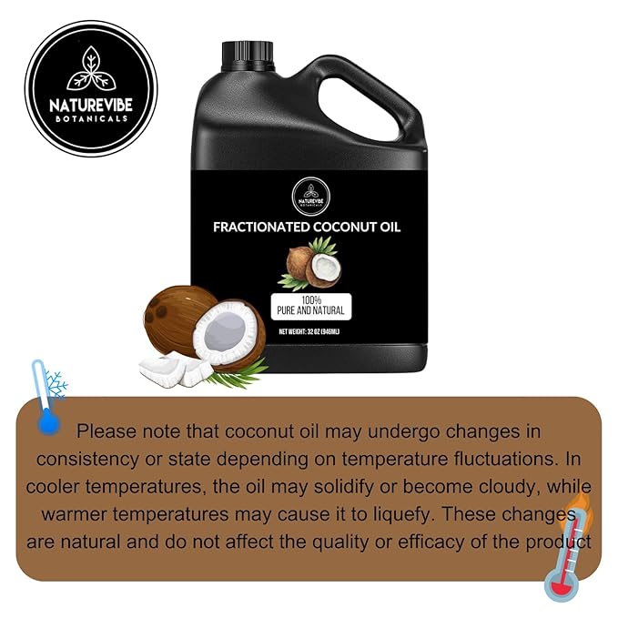 Naturevibe Botanicals Fractionated Coconut Oil 32 Ounces | 100% Pure and Natural | Great for Skin