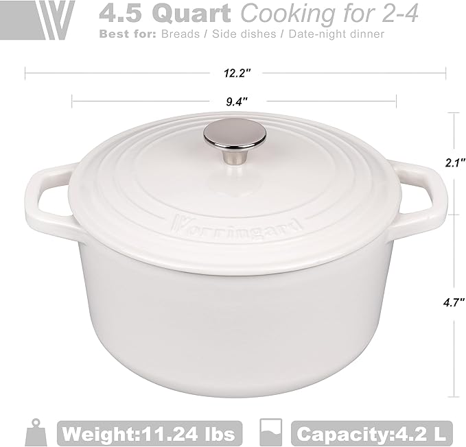 Enameled Cast Iron Dutch Oven Pot with Lid, for Bread Baking, Round Bread Oven- include Sourdough