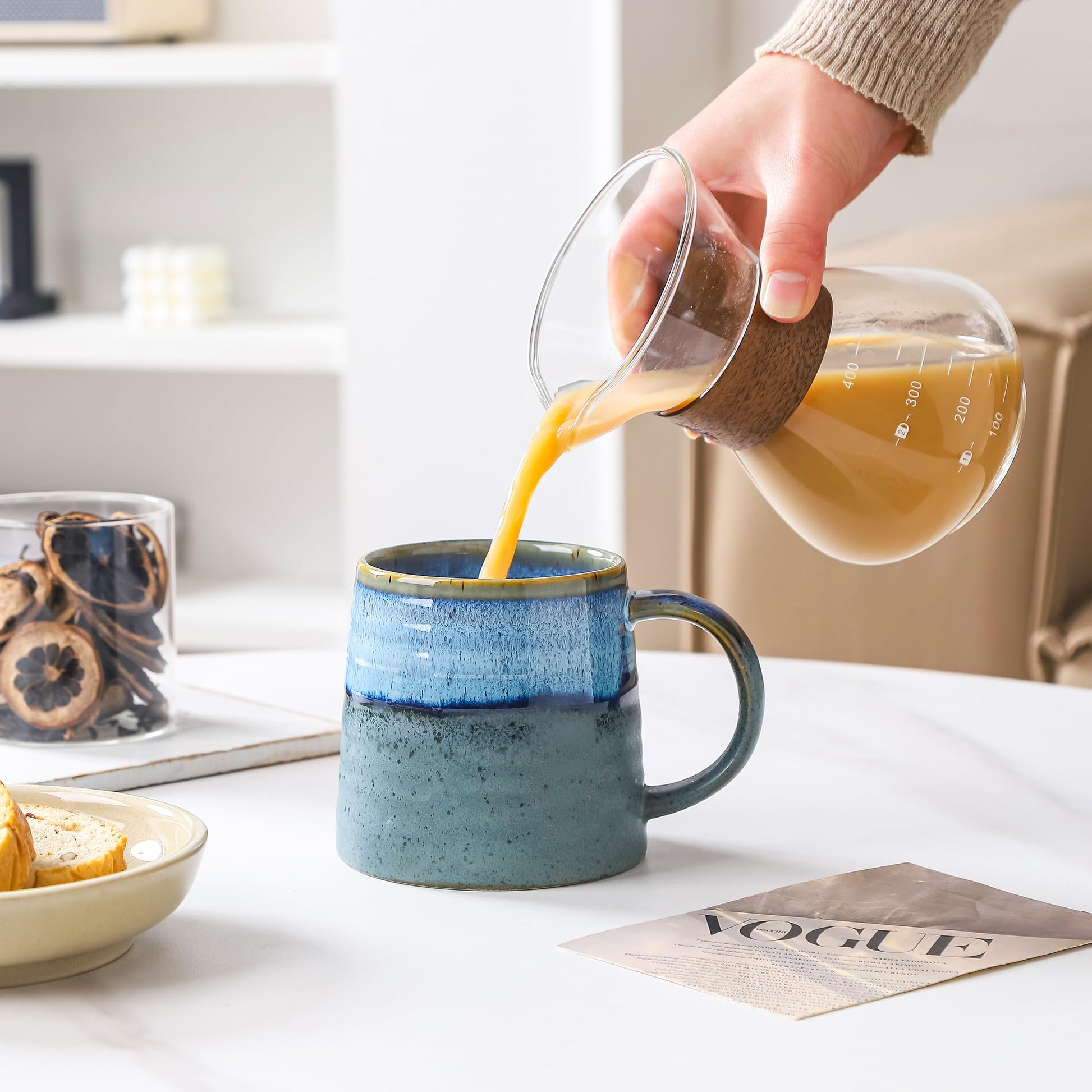masoline Ceramic Coffee Mug, 15.5 oz Handmade Tea Cup for Office and Home